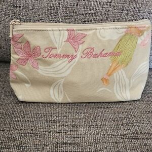 Tommy Bahama Cream and Pink Floral Cosmetic Bag
